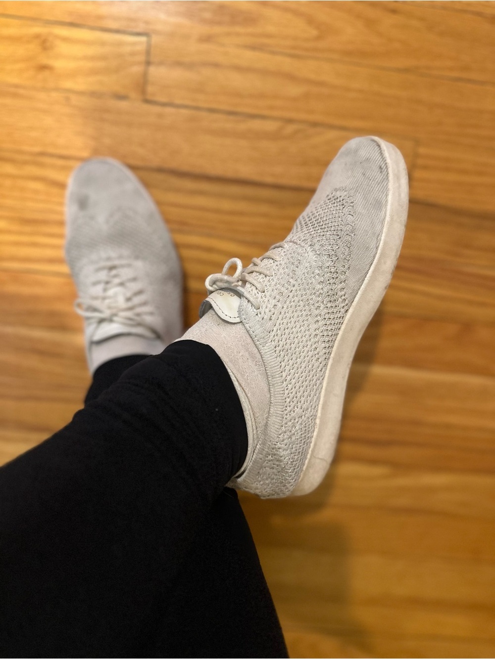 Women’s Beige Knit Sneakers Size: 8 Espadrille Shoes Well Worn Cole Haan Lace Up
